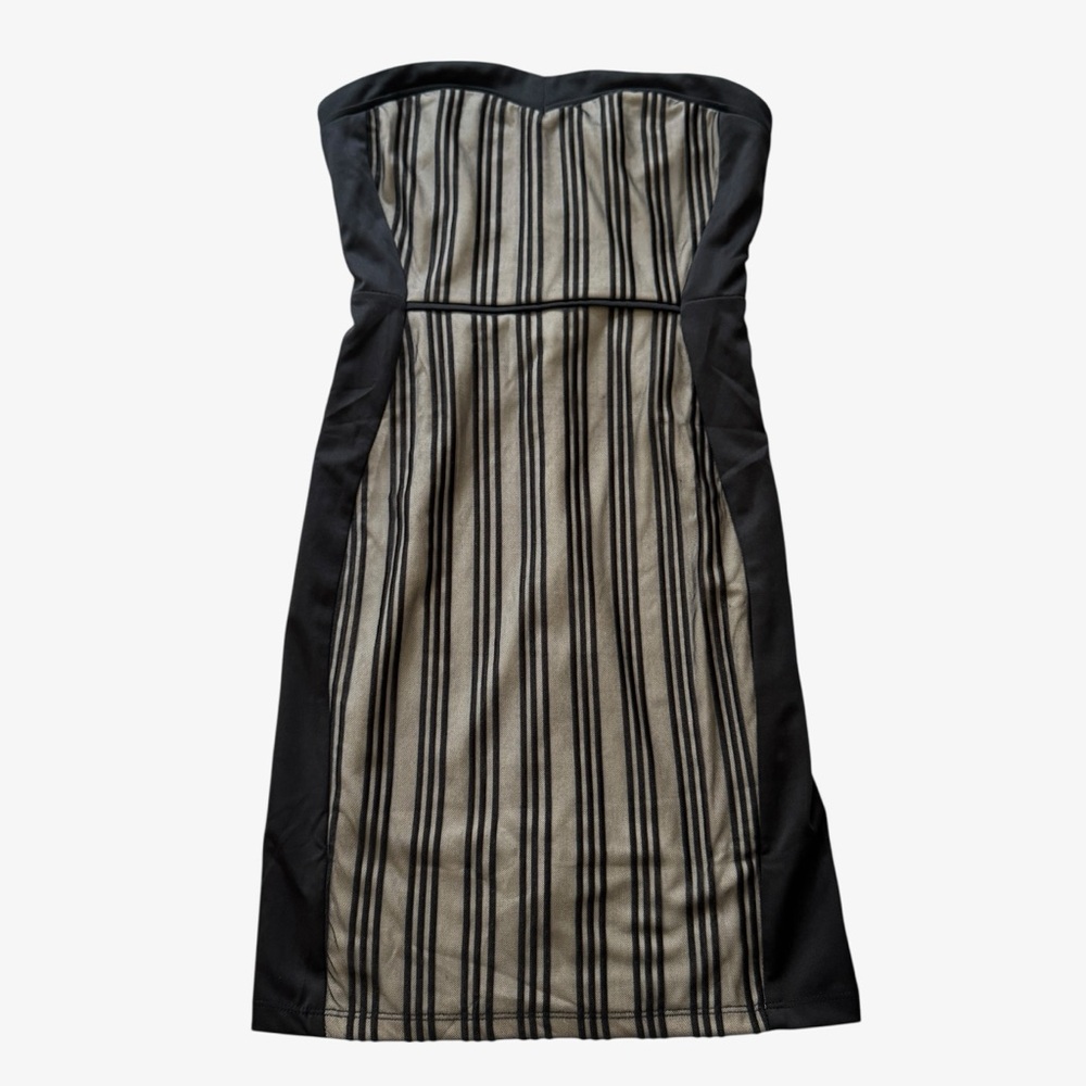 Nikibiki Women’s Strapless Striped Mini Cocktail Dress, Black Nude, Size M, NWOT